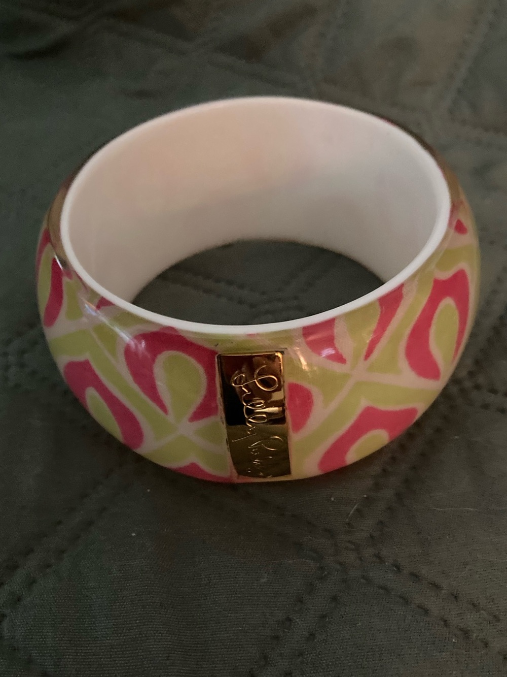Lily Pulitzer Lucite Bangle Bracelet, pink and green